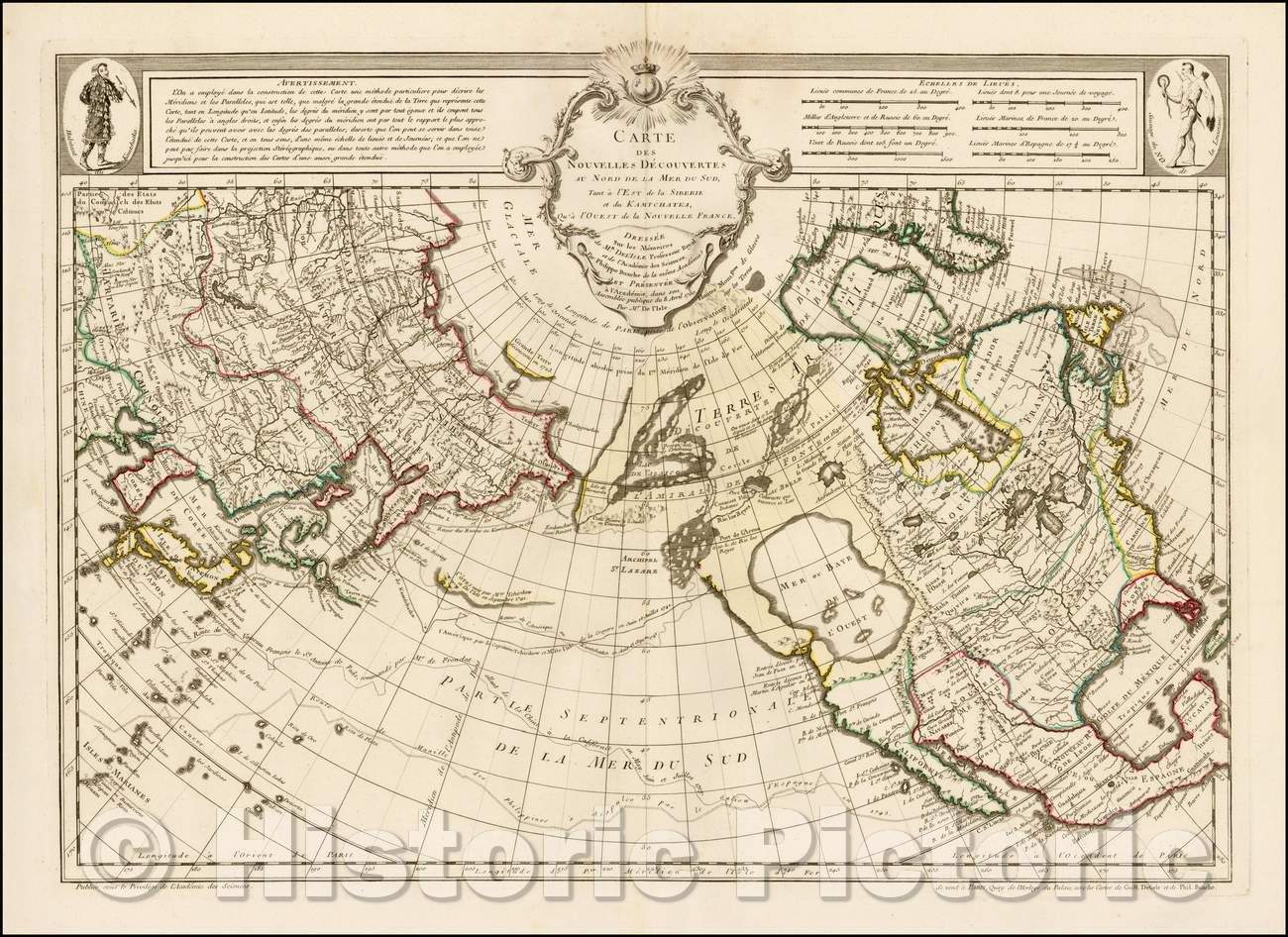 Historic Map - Carte Des Nouvelles Decouvertes Au Nord de la Mer de Sud, Tant a l'Est de la Siberie et du Kamtchatcka, Qu'a l'Ouest de la Nouvelle France, 1752 v3