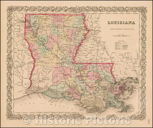 Historic Map - Colton's Louisiana, 1859, Joseph Hutchins Colton v4