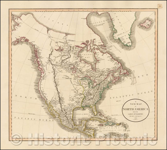 Historic Map - A New Map of North America From The Latest Authorities, 1808, John Cary v1