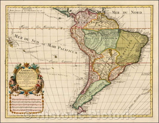 Historic Map - America Meridionalis Concinata juxta Observationes, 1710, Jeremiah Wolff - Vintage Wall Art
