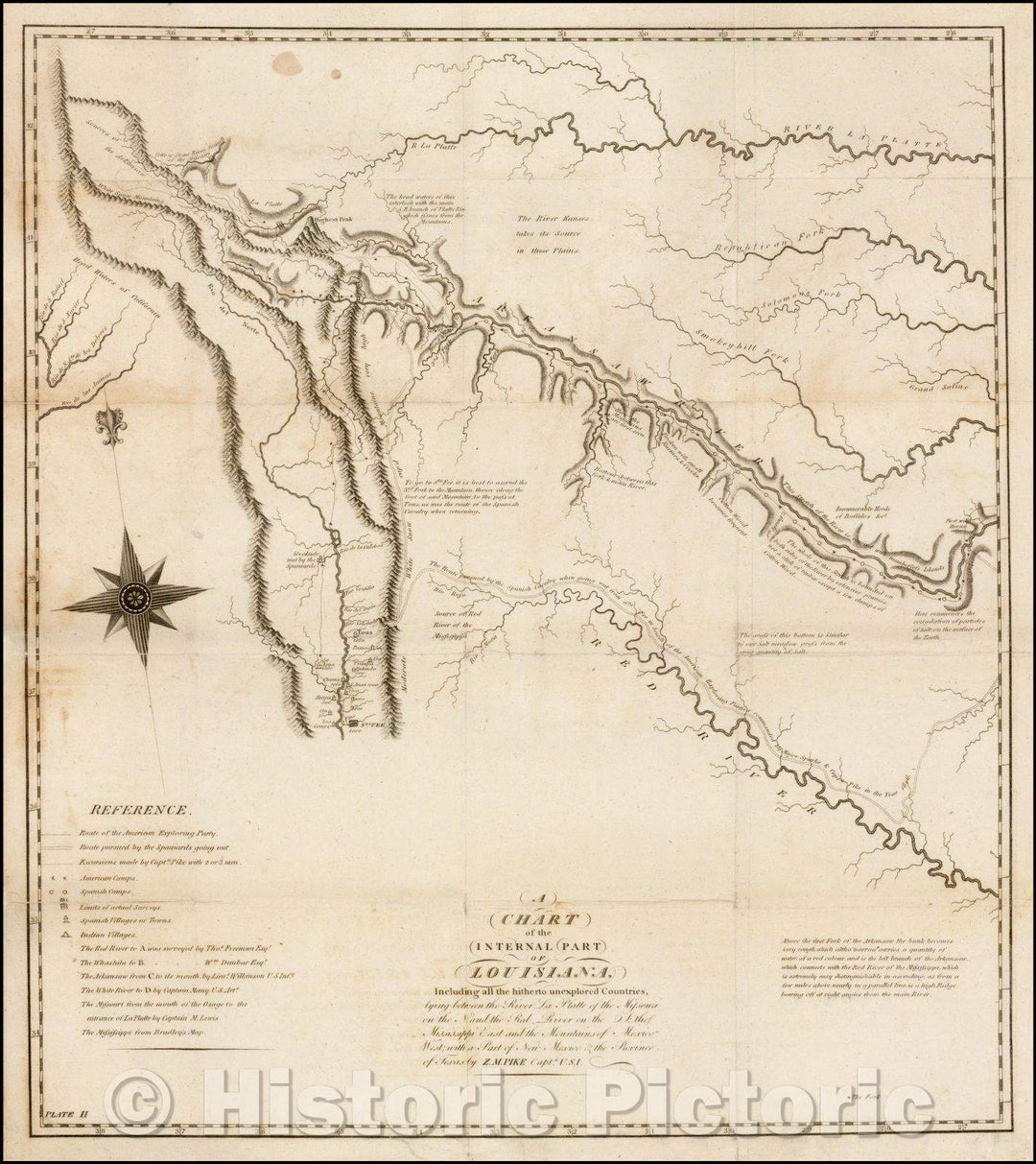 Historic Map - A Chart of the Internal Part of Louisiana, Including all the hitherto unexplored Countries, lying between the River La Platte of the Missouri, 1810 - Vintage Wall Art