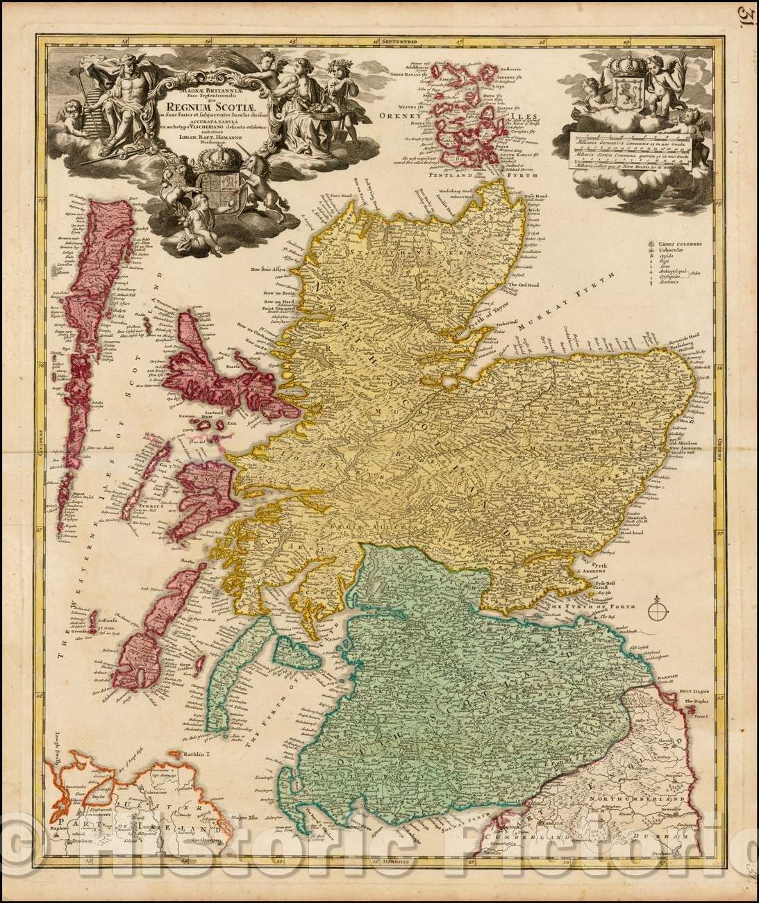 Historic Map - Magnae Britanniae Pars Septentrionalis qua Regnum Scotiae, 1710, Johann Baptist Homann v2