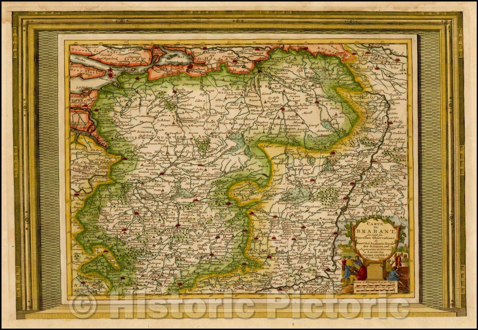 Historic Map - Carte Du Brabant Suivant les Nouvelles Observations/Vander Aa's Map of Brabant, 1700, Pieter van der Aa - Vintage Wall Art