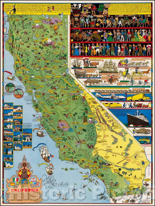 Historic Map - California, 1945, Jo Mora v1