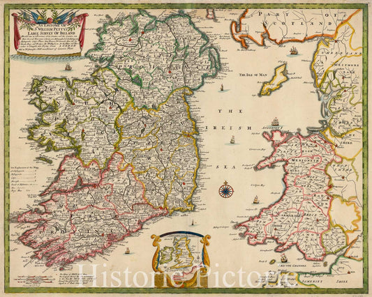 Ireland - Survey Map, 1689 | Historical Map Print