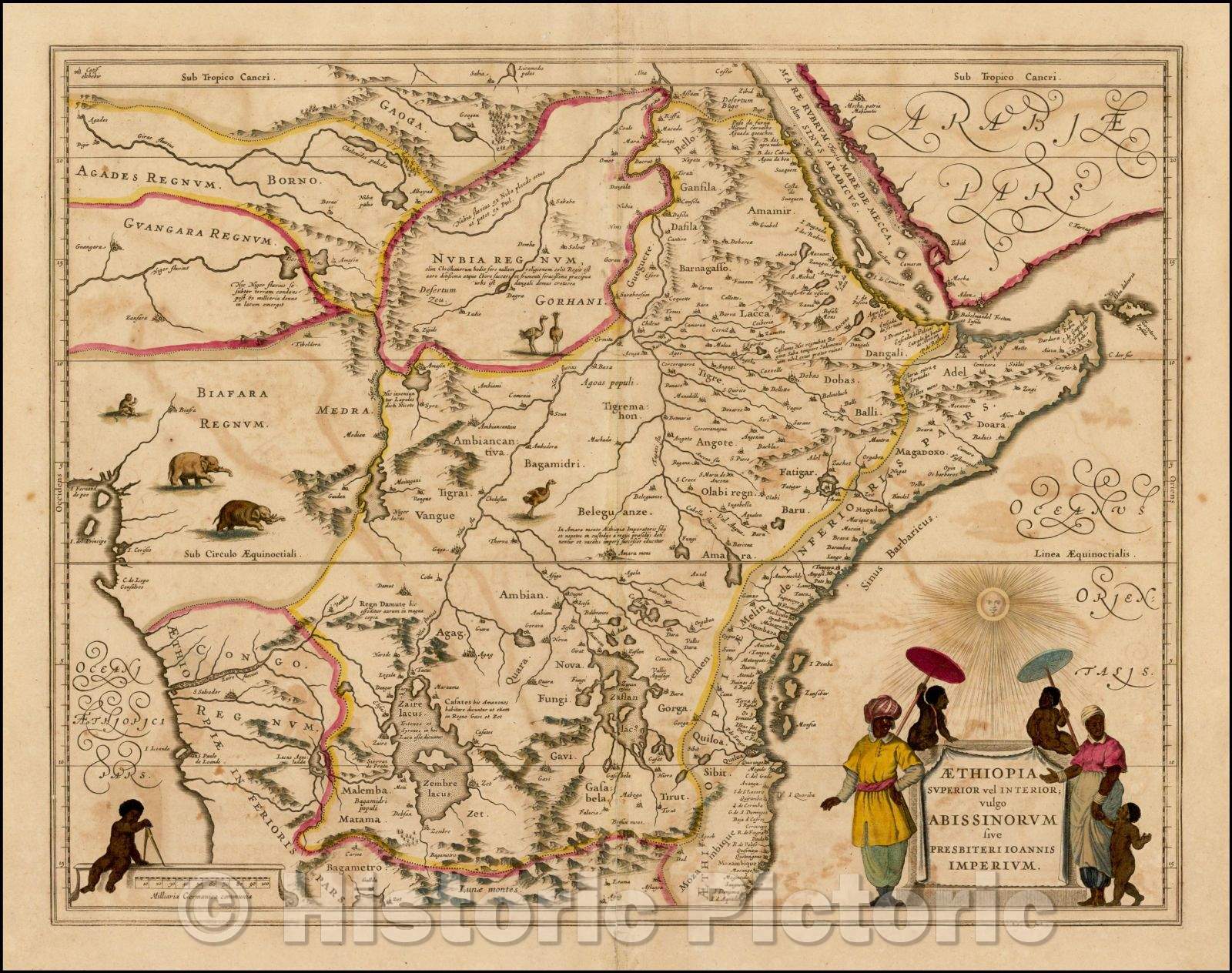 Historic Map - Aethiopia Superior vel Interior vulgo Abissinorum sive Presbiteri Joannis Imperium, 1640, Willem Janszoon Blaeu - Vintage Wall Art