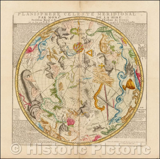 Historic Map - Planisphere Celeste Meridional Par Monsr. De La Hire, 1705, Nicolas de Fer v2