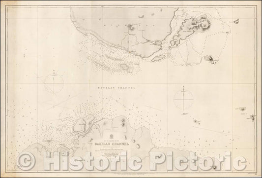 Historic Map - Sulu Sea Philippine Islands - Basilan Channel Surveyed, 1887, British Admiralty - Vintage Wall Art