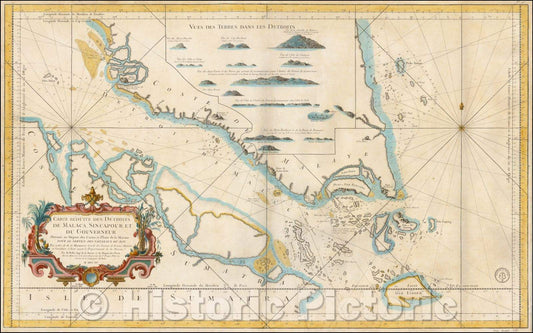 Historic Map - Carte Reduite Des Detroits De Malaca, Sincapour, Et Gouverneur, 1755, Jacques Nicolas Bellin v2