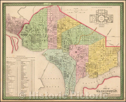 Historic Map - City of Washington, 1850, Thomas, Cowperthwait & Co. - Vintage Wall Art