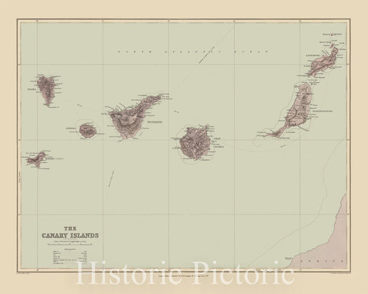 Historic Map - The Canary Islands, 1896, Edward Stanford - Vintage Wall Art