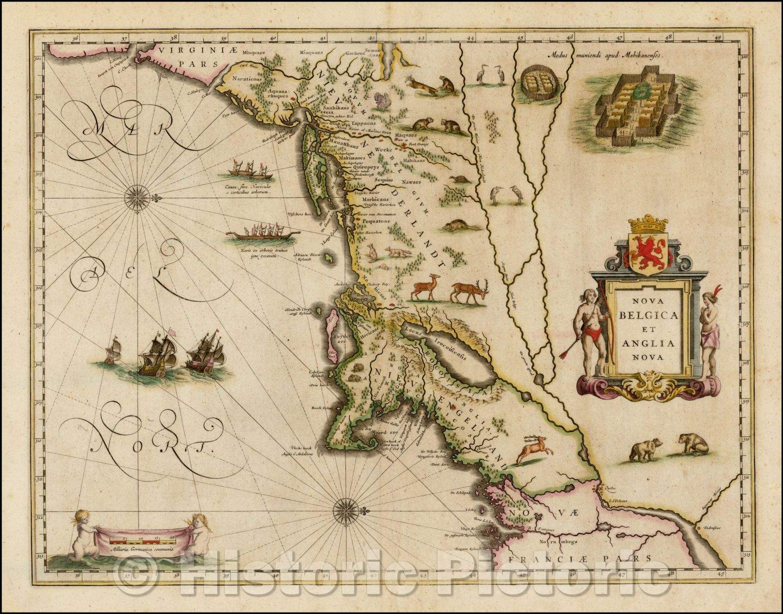 Historic Map - Nova Belgica et Anglia Nova, 1635, Willem Janszoon Blaeu v4