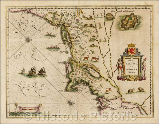 Historic Map - Nova Belgica et Anglia Nova, 1635, Willem Janszoon Blaeu v4