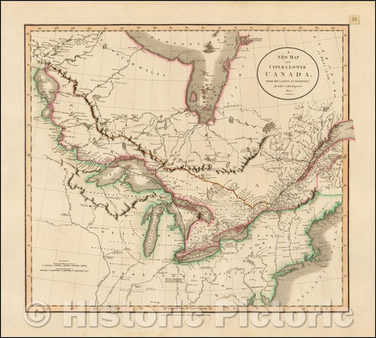 Historic Map - A New Map of Upper & Lower Canada, From the Latest Authorities, 1807, John Cary - Vintage Wall Art