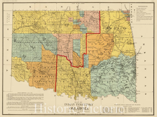Historic Map - Map of Indian Territory And Oklahoma, 1890, Julius Bien & Co. v1