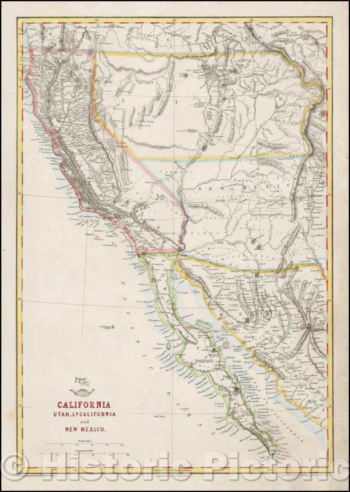 Historic Map - California Utah, Lr. California and New Mexico, 1856, Theodore Ettling v2