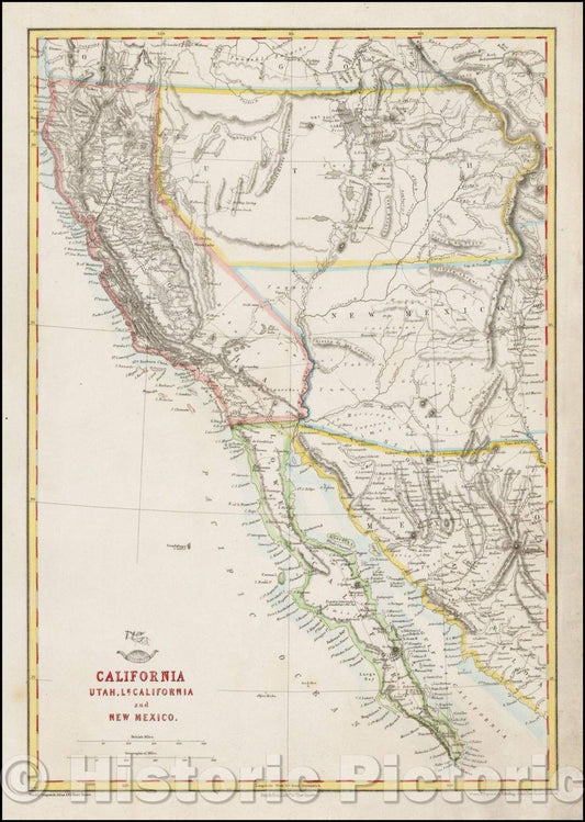 Historic Map - California Utah, Lr. California and New Mexico, 1856, Theodore Ettling v2