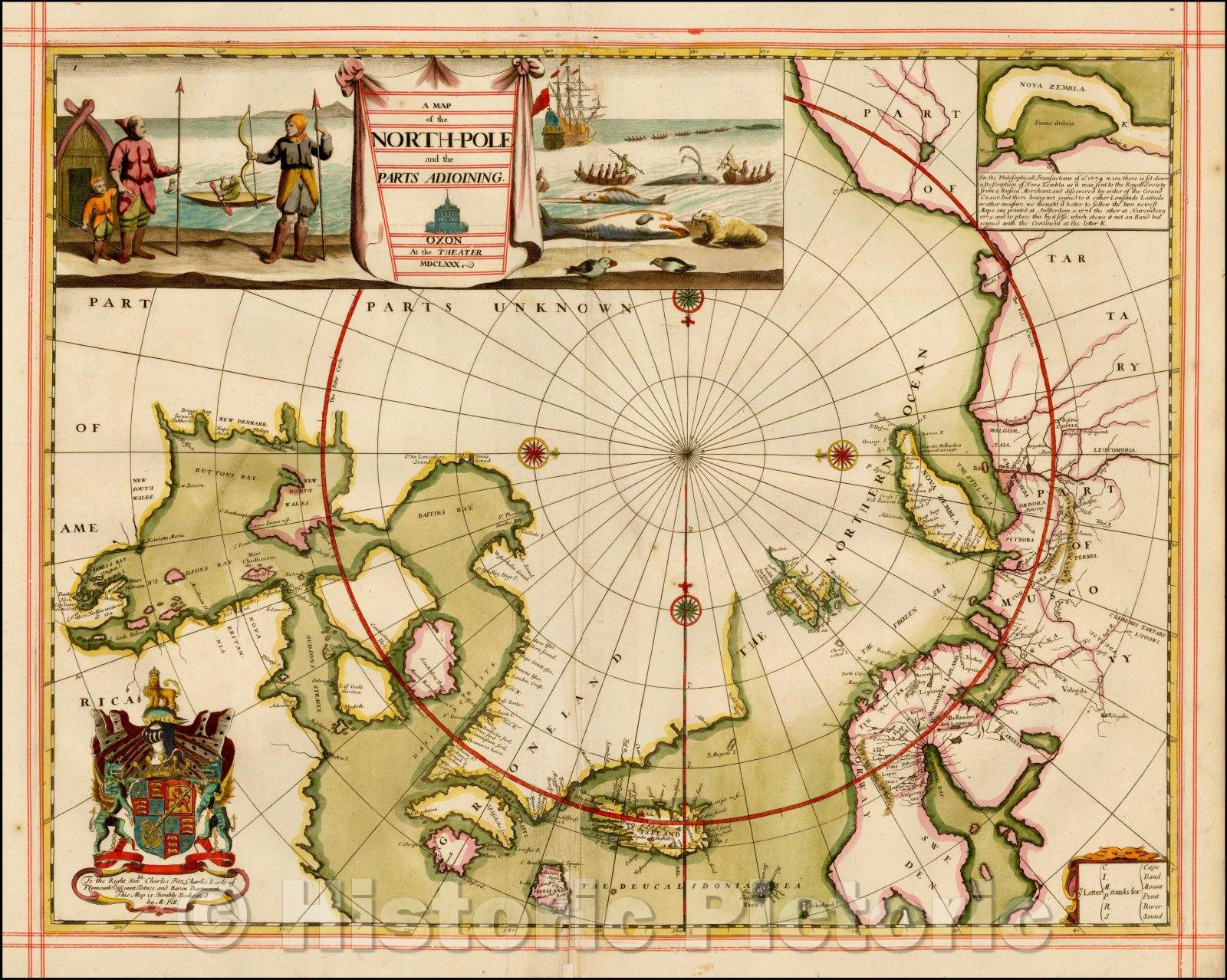 Historic Map - North-Pole and the parts Adjoining, 1680, Moses Pitt - Vintage Wall Art