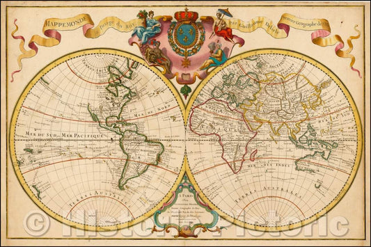 Historic Map - Mappemonde a l'usage du Roy Par Guillaume Delisle Premier-Geographe de S.M, 1720, Guillaume De L'Isle v3