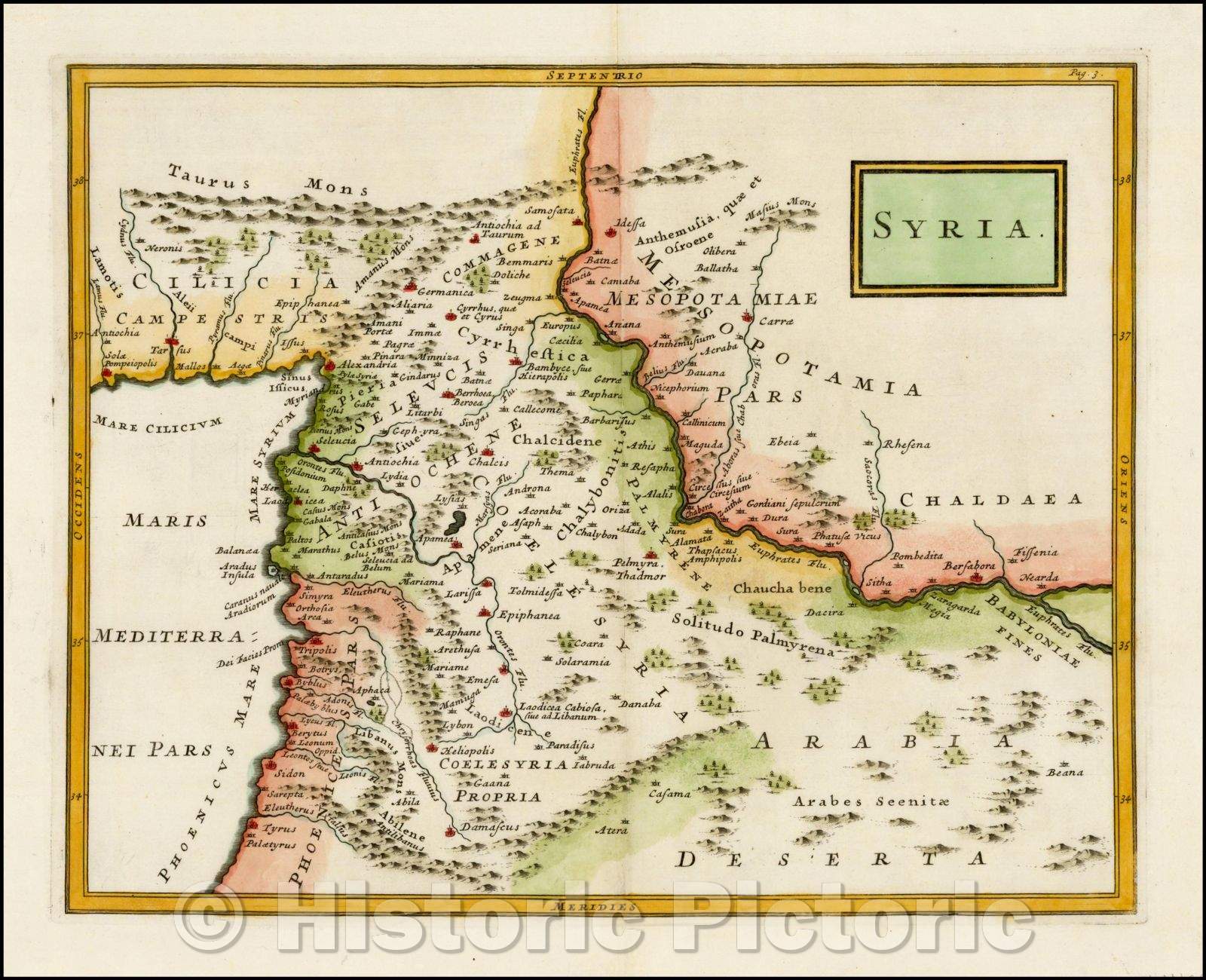 Historic Map - Syria, 1740, Christoph Cellarius - Vintage Wall Art