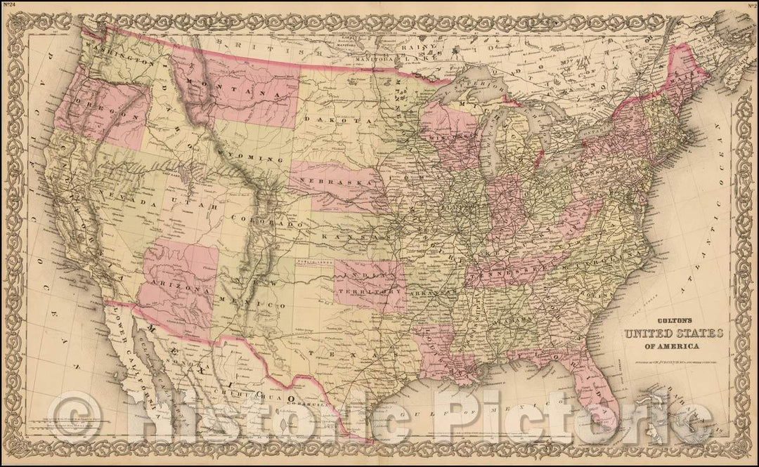 Historic Map - Colton's United States of America, 1872, G.W. & C.B. Colton v1