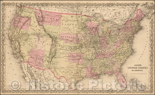 Historic Map - Colton's United States of America, 1872, G.W. & C.B. Colton v1