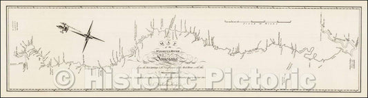 Historic Map - Map of the Washita river in Louisiana from the Hot Springs to the confluence of the Red River with the Mississippi, 1804, George T. Dunbar v8