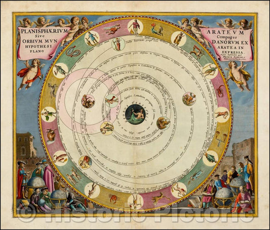 Historic Map - Planisphaerium Arateum Sive Compages Orbium Mundanorum Ex Hypothesi Aratea In Plano Expressa, 1660, Andreas Cellarius v2