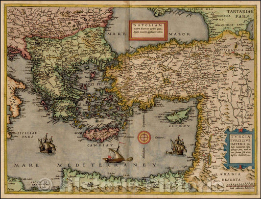 Historic Map - Natoliam Moderni dicunt tam partem quam Asiam minrem appelauere veteres, 1593, Cornelis de Jode v2