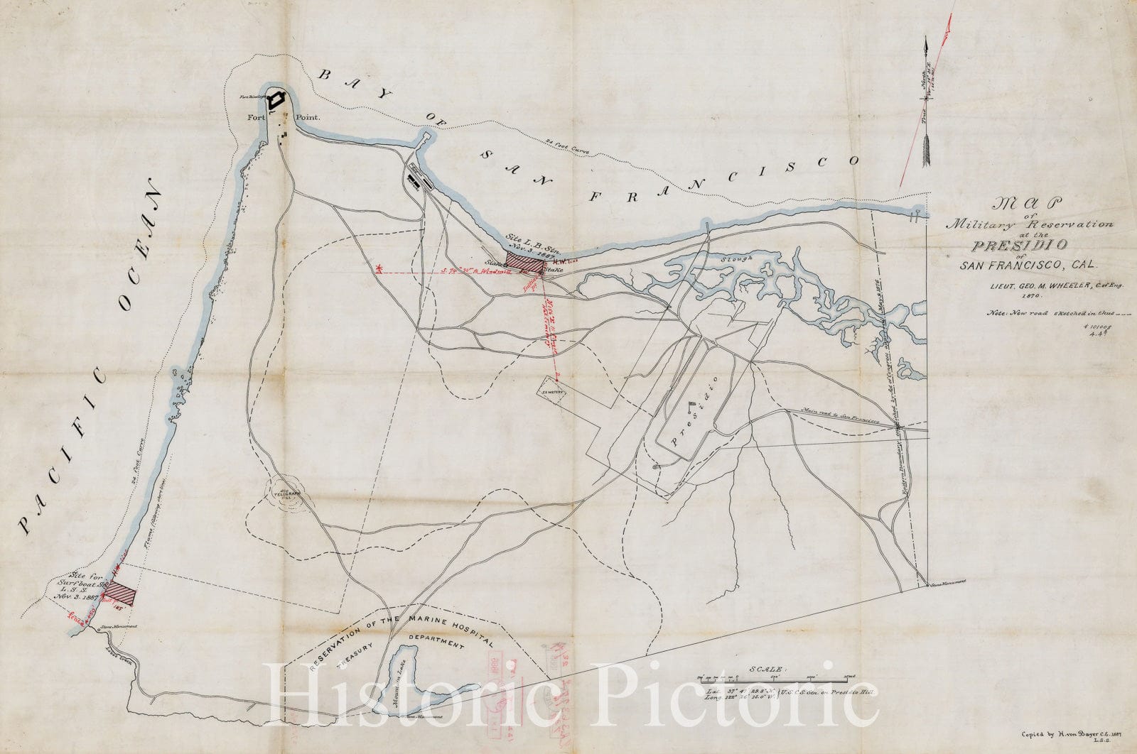 Presidio of San Francisco - Military Reservation Map, 1870 (1887) Print