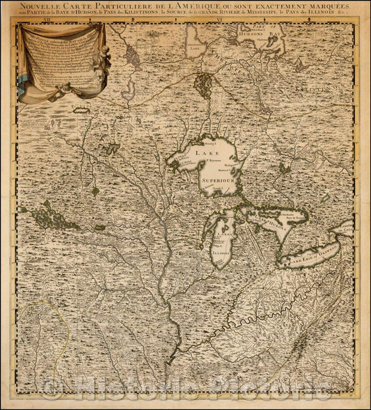 Historic Map - Nouvelle Carte Particuliere De L'Amerique ou font exactement marquees :: The Northwestern Quadrant of Covens, North America, 1737 - Vintage Wall Art