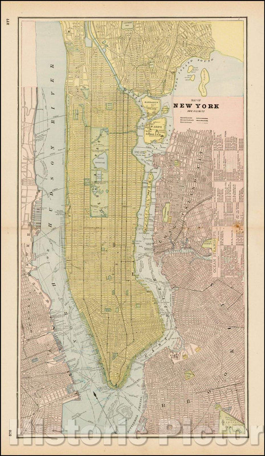 Historic Map - Map of New York and Vicinity, 1893, George F. Cram - Vintage Wall Art