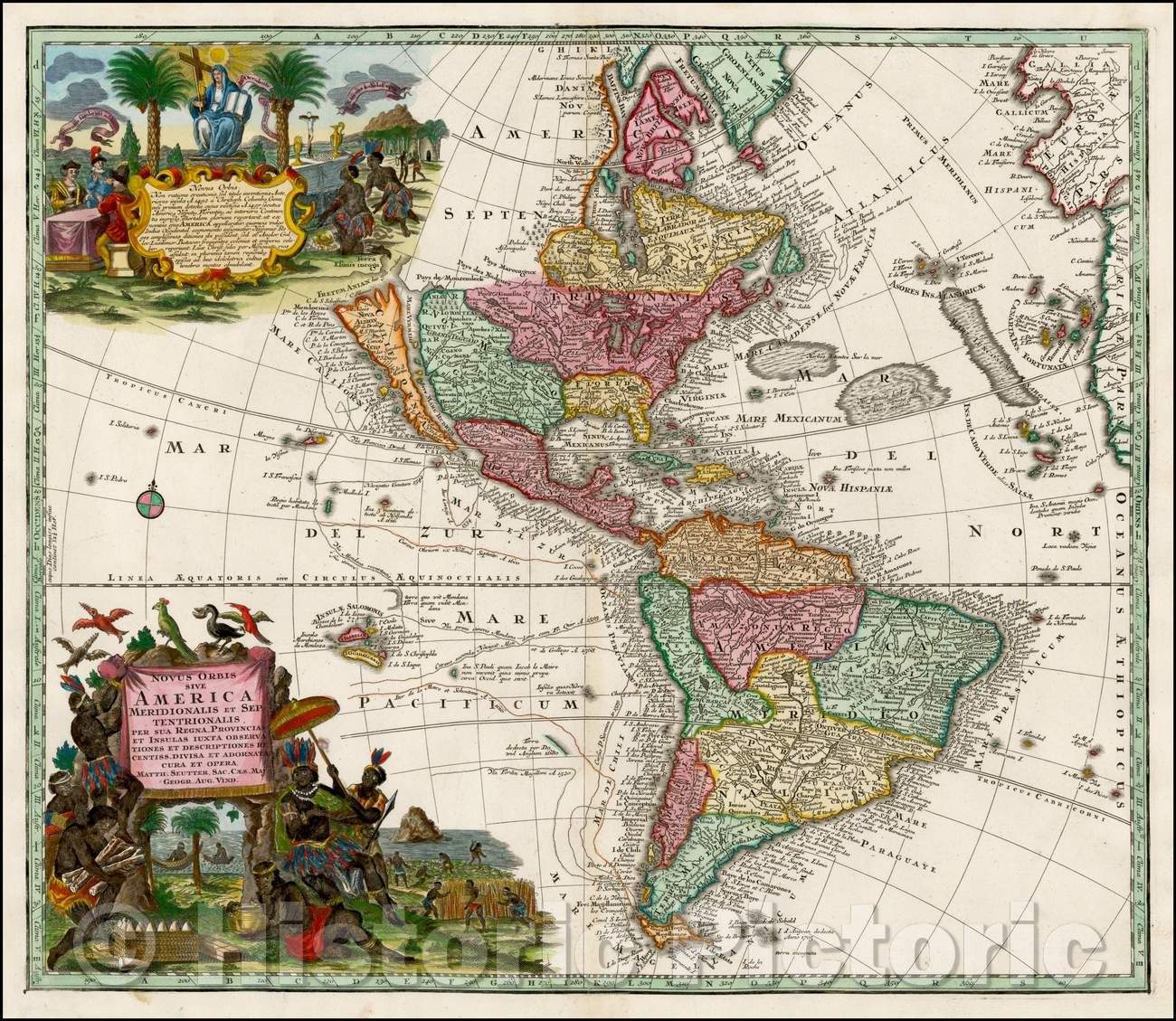 Historic Map - Novus Orbis Sive America Meridionalis et Septentrionalis, 1730, Matthaus Seutter v5