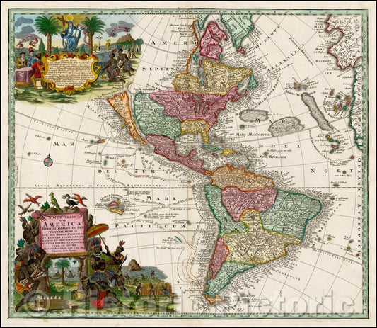 Historic Map - Novus Orbis Sive America Meridionalis et Septentrionalis, 1730, Matthaus Seutter v5