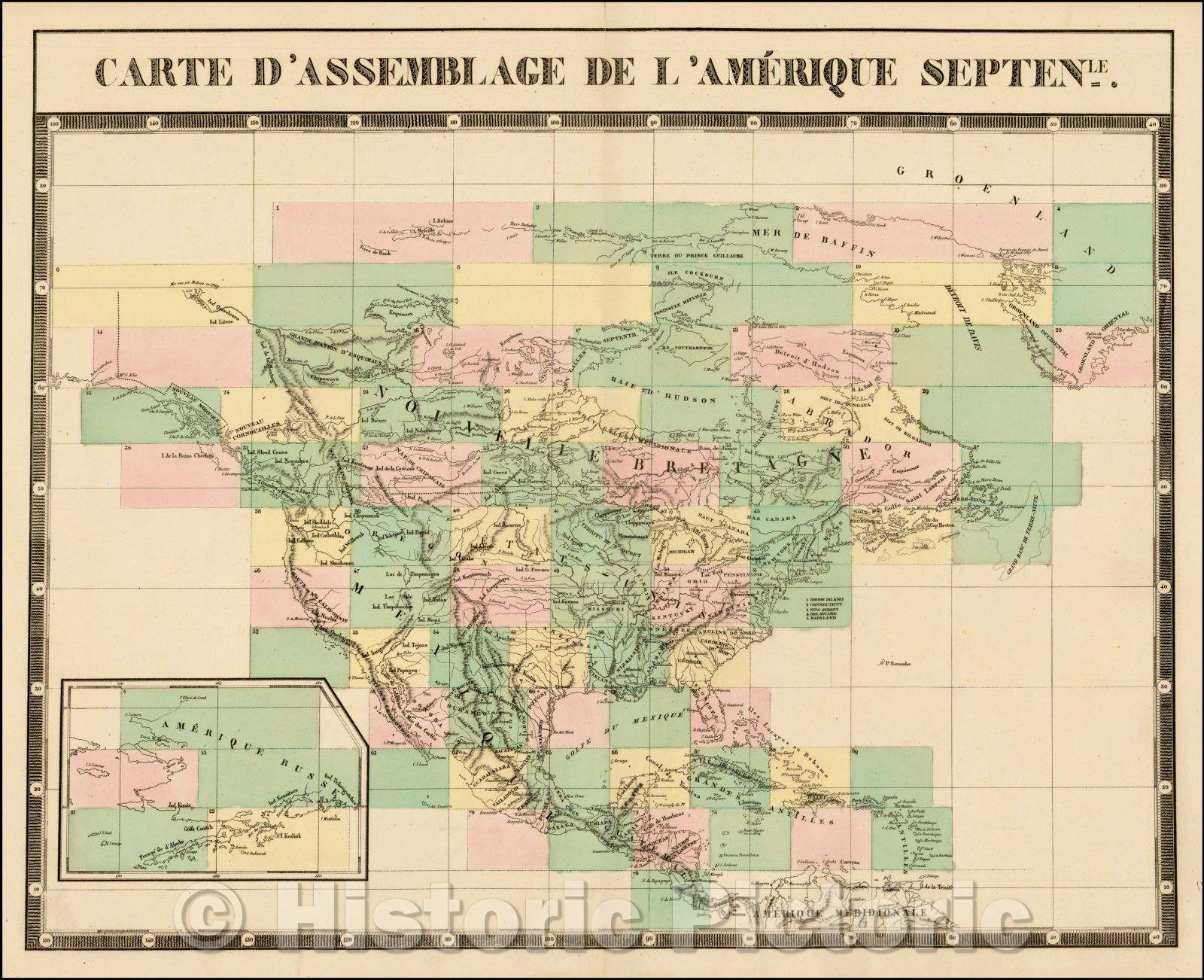 Historic Map - Carte D'Assemblage De L'Amerique Septentrionale, 1827, Philippe Marie Vandermaelen v2