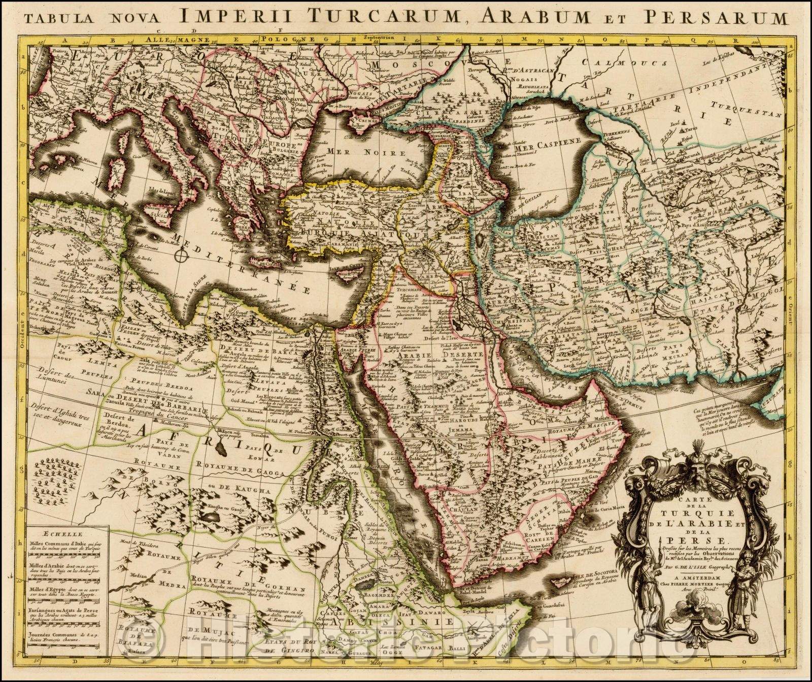Historic Map - Carte De La Turquie De L'Arabie et De La Perse, Dressee sur les Memoires les plus recens rectifiez par les Observations, 1695, Pieter Mortier - Vintage Wall Art