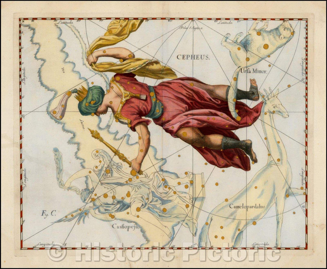 Historic Map - Cepheus, 1687, Johannes Hevelius - Vintage Wall Art