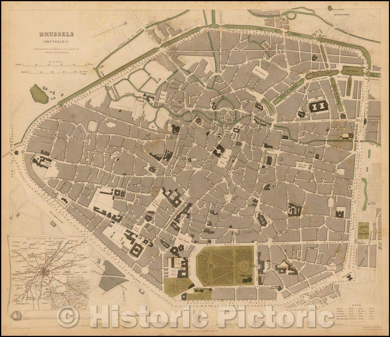 Historic Map - Brussels Bruxelles, 1837, SDUK v2