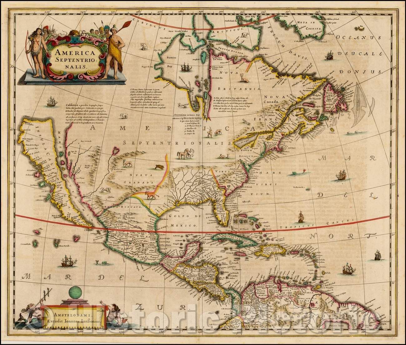 Historic Map - America Septentrionalis, 1641, Jan Jansson v6