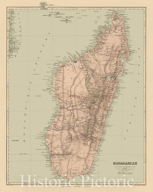 Historic Map - Madagascar, 1896, Edward Stanford - Vintage Wall Art