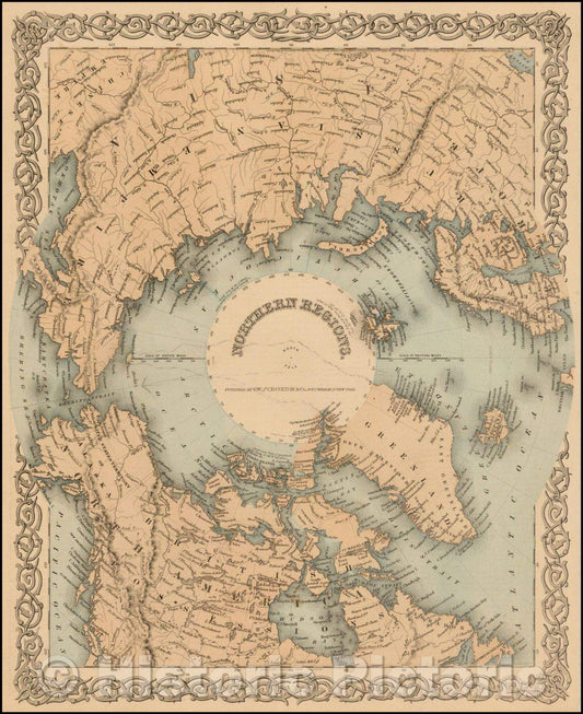 Historic Map - Northern Regions (North Polar Regions), 1875, G.W. & C.B. Colton v2
