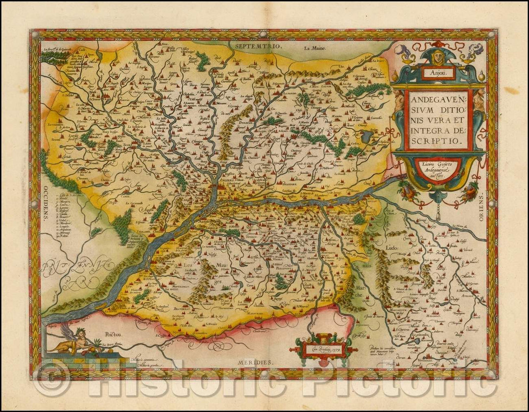 Historic Map - (Anjou) Andegavensium Ditionis Vera Et Integra Descriptio/Map of the Anjou Region of France, Loire River and Angiers, 1587, Abraham Ortelius - Vintage Wall Art