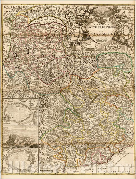 Historic Map - Les Etats De Savoye et de Piemont, 1710, Jean-Baptiste Nolin - Vintage Wall Art