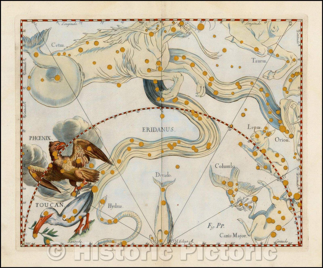 Historic Map - Eridanus, 1687, Johannes Hevelius - Vintage Wall Art
