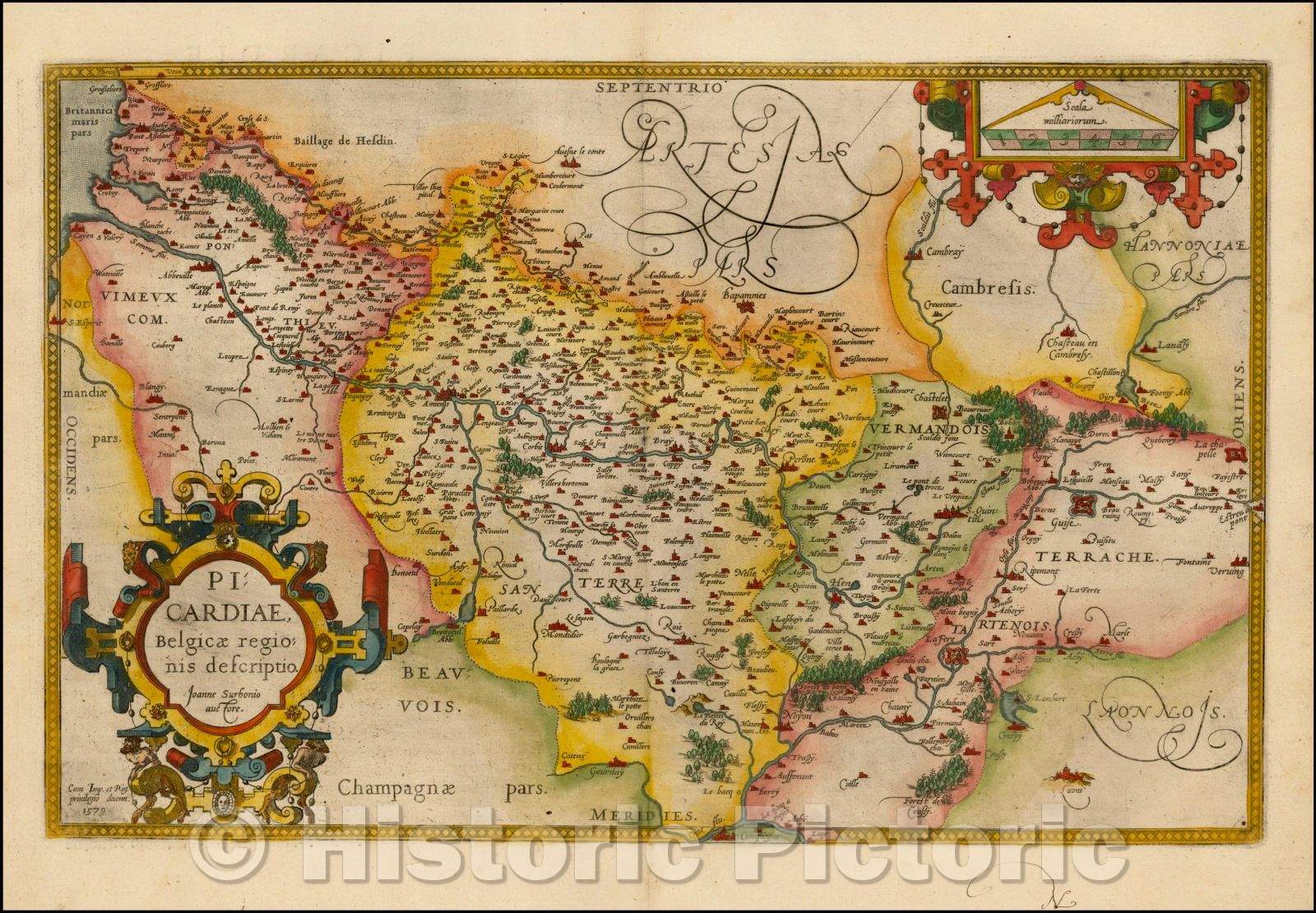 Historic Map - Picardiae Belgicae Regionis descriptio/Regional Map of Picardie, from Ortelius' Theatrum Orbis Terrarum, 1581, Abraham Ortelius - Vintage Wall Art