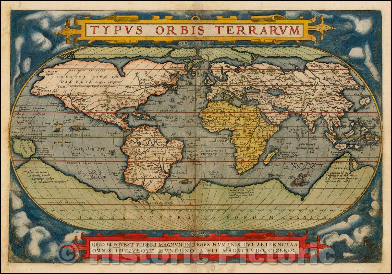 Historic Map - Typus Orbis Terrarum, 1584, Abraham Ortelius - Vintage Wall Art