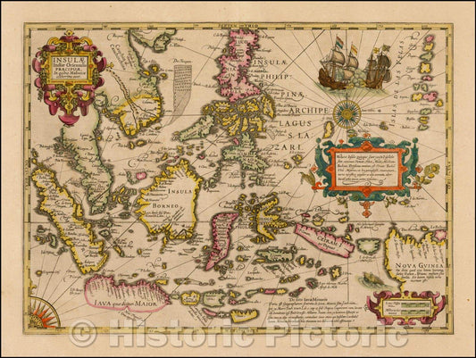 Historic Map - Insulae Indiae Orientalis Praecipuae, In quibus Moluccae celeberrime sunt, 1610, Jodocus Hondius - Vintage Wall Art