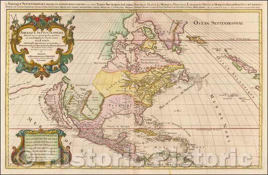 Historic Map - Amerique Septentrionale divisee en Ses Principales parties, 1692, Pieter Mortier - Vintage Wall Art