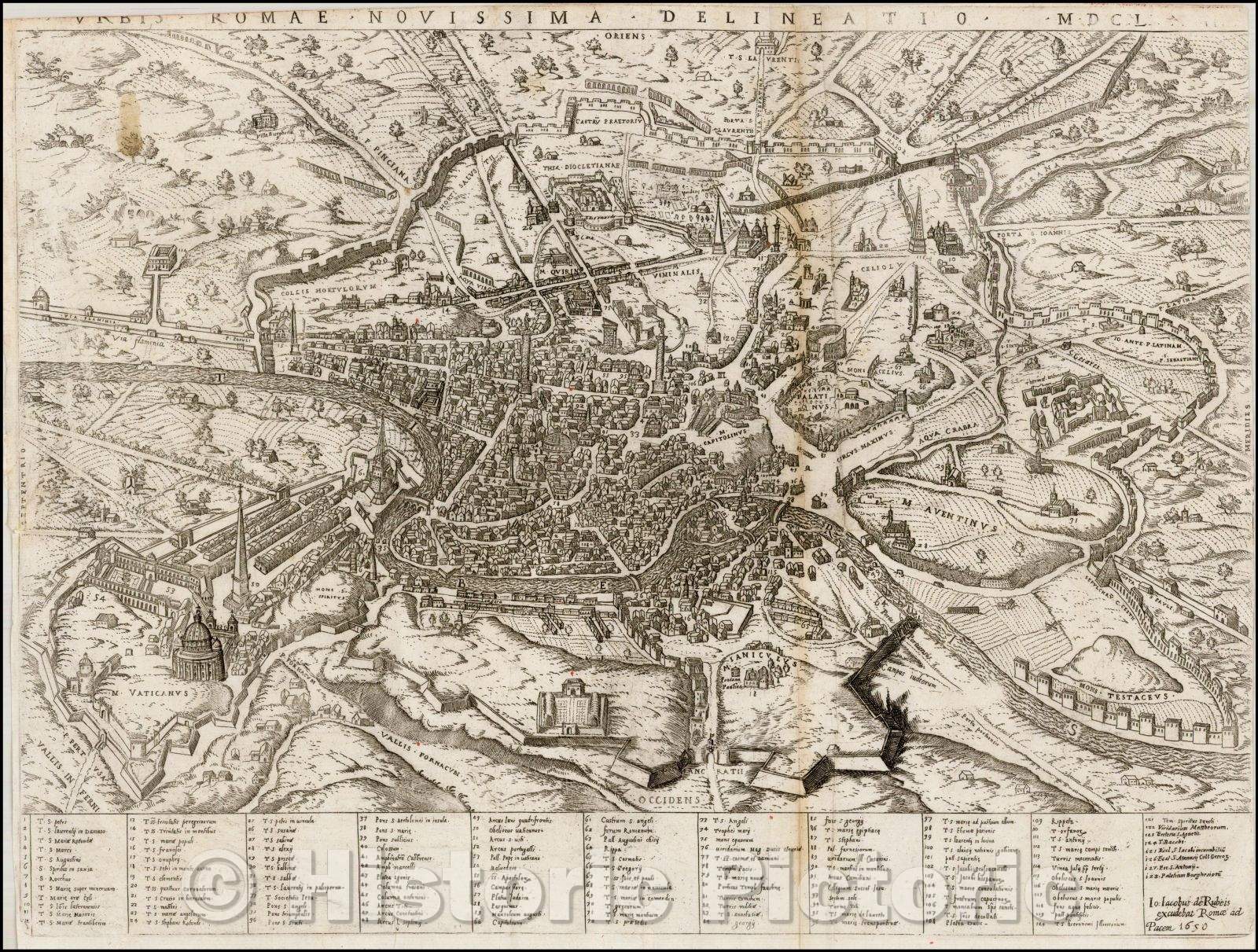 Historic Map - Urbis Romae Novissima Delineatio, 1650, Giacomo Giovanni Rossi v1