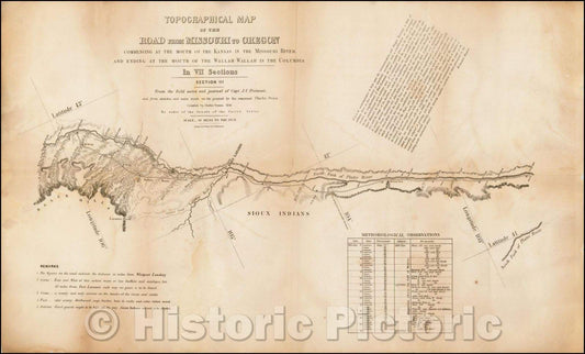 Historic Map - Topographical Map of the Road From Missouri To Oregon, 1849, John Charles Fremont v1